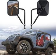 🚘 jeep wrangler door off mirrors - side view mirrors compatible with all wrangler models 1986-2021 (yj, tj, jk, jl & unlimited) - shake-proof door hinge mirror, easy-to-install & remove - upgraded version logo