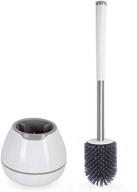 🚽 boomjoy silicone bristle toilet brush set with holder and tweezers - white logo