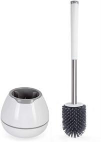 img 4 attached to 🚽 BOOMJOY Silicone Bristle Toilet Brush Set with Holder and Tweezers - White