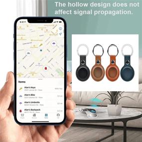img 3 attached to 4-пакетные кожаные чехлы от потери для AirTag - защитные обложки с карабинами для ключей | Безопасное отслеживание Apple AirTags
