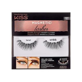 img 4 attached to 👁️ KISS Tempt Magnetic Lashes - 1 Pair of Synthetic False Eyelashes with 5 Double Strength Magnets for Wind-Resistant Wear. Dermatologist Tested and Long-Lasting: Up to 16 Hours of Reusable Glamour!