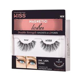 img 3 attached to 👁️ KISS Tempt Magnetic Lashes - 1 Pair of Synthetic False Eyelashes with 5 Double Strength Magnets for Wind-Resistant Wear. Dermatologist Tested and Long-Lasting: Up to 16 Hours of Reusable Glamour!