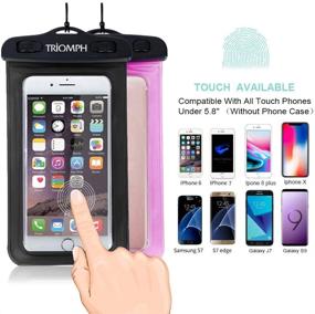 img 1 attached to 📱 Triomph Universal Waterproof Phone Pouch, Waterproof Phone Case, iPhone Dry Bag with Military-Grade Lanyard for iPhone 11, Xs Max, Xr, X, 8, 8 Plus, 7 Plus, 6s Plus, Samsung Galaxy S10, S9+, Note, 6.5" (2 Pack)