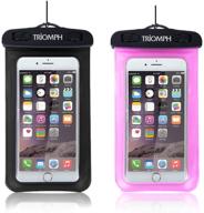 📱 triomph universal waterproof phone pouch, waterproof phone case, iphone dry bag with military-grade lanyard for iphone 11, xs max, xr, x, 8, 8 plus, 7 plus, 6s plus, samsung galaxy s10, s9+, note, 6.5" (2 pack) logo