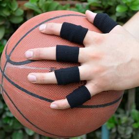 img 1 attached to 🏀 GranVela Professional Finger Sleeves Set - 10PCS Nylon Finger Protectors for Basketball, Volleyball, Tennis, Badminton and More (Black)