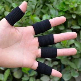 img 2 attached to 🏀 GranVela Professional Finger Sleeves Set - 10PCS Nylon Finger Protectors for Basketball, Volleyball, Tennis, Badminton and More (Black)