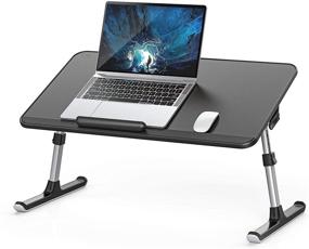 img 4 attached to 🛋️ Большой стол SAIJI из ПВХ-кожи для ноутбука - регулируемая подставка для удобного использования на диване, кровати и полу (черный, 23.6 x 13)