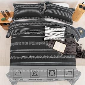 img 2 attached to Stylish Boho Queen Comforter Set with Geometric Design - 3-Piece Bedding Set (Comforter + 2 Pillowcases) - Microfiber Down Alternative - 90”x90” Size