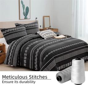 img 3 attached to Stylish Boho Queen Comforter Set with Geometric Design - 3-Piece Bedding Set (Comforter + 2 Pillowcases) - Microfiber Down Alternative - 90”x90” Size