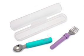 img 4 attached to 🍽️ melii Spork On The Go - Travel Utensils for Babies and Toddlers - Detachable Fork and Spoon with Carrying Case in Blue & Purple: Convenient Mealtime Solution