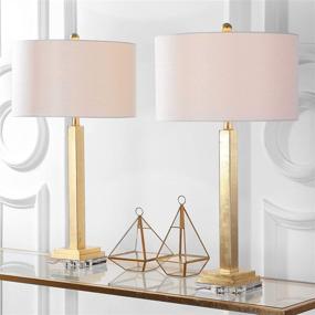 img 2 attached to Safavieh Perri Crystal Base Gold 30-inch Table Lamp Set (2-Pack) - Ideal for Bedroom, Living Room, Home Office, and Nightstand - Includes LED Bulbs