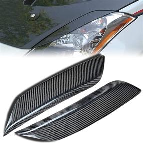 img 3 attached to 🚗 Enhance Your Nissan 350Z's Style with Runmade Carbon Fiber Black Headlight Eyelids Covers (2003-2008)