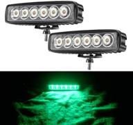 auxmotec green led light bar 2pcs 18w spot driving fog light for off-road work, waterproof compatible with jeep boat atv suv truck pick-up van, ideal for fishing, hunting, navigation. works with both 12v and 24v systems. logo