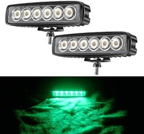 img 4 attached to AUXMOTEC Green LED Light Bar 2PCS 18W Spot Driving Fog Light for Off-road Work, Waterproof Compatible with Jeep Boat ATV SUV Truck Pick-up Van, Ideal for Fishing, Hunting, Navigation. Works with both 12v and 24v Systems.