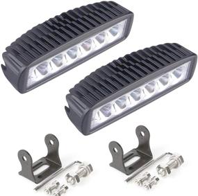 img 3 attached to AUXMOTEC Green LED Light Bar 2PCS 18W Spot Driving Fog Light for Off-road Work, Waterproof Compatible with Jeep Boat ATV SUV Truck Pick-up Van, Ideal for Fishing, Hunting, Navigation. Works with both 12v and 24v Systems.