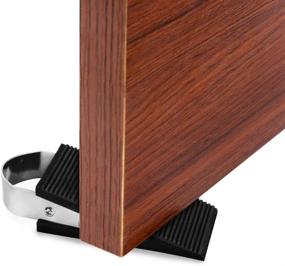 img 1 attached to 🚪 Decorative Rubber Door Stopper Set - 2 Pack Heavy Duty Rubber Door Stop Wedges - Rubber & Stainless Steel Construction for All Floor Types, Brushed & Carpet