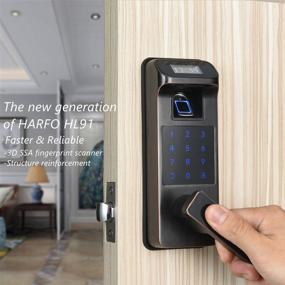 img 2 attached to HARFO Fingerprint Door Lock: Keyless Entry with Touchscreen & OLED Display - Passcode Keypad Lock for Office & Home (Aged Bronze)