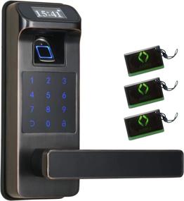 img 4 attached to HARFO Fingerprint Door Lock: Keyless Entry with Touchscreen & OLED Display - Passcode Keypad Lock for Office & Home (Aged Bronze)