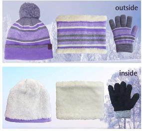 img 3 attached to Warm and Cozy Kids Hat Scarf Gloves Set: Winter Knit Beanies with Neck Warmer Gaiter - 3 Piece Bundle