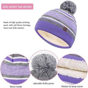 img 2 attached to Warm and Cozy Kids Hat Scarf Gloves Set: Winter Knit Beanies with Neck Warmer Gaiter - 3 Piece Bundle