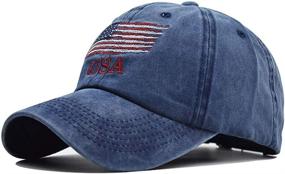 img 4 attached to Vintage Washed American Flag Dad Hat: Distressed Cotton Baseball Cap for Unisex Style Headwear