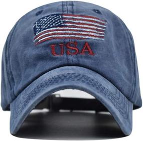 img 3 attached to Vintage Washed American Flag Dad Hat: Distressed Cotton Baseball Cap for Unisex Style Headwear