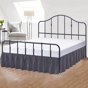 img 3 attached to 🛏️ Hotel-Quality Ruffled Bed Skirt Full Size - Dark Grey Dust Ruffle with 18-Inch Drop - Three-Sided Coverage & Easy Fit - Made with Premium Brushed Microfiber