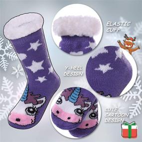 img 2 attached to Children Boys Girls Novelty Space Fuzzy Slipper Socks: Cozy Winter Warmth for Kids with Thick Fleece Lining and Non-Skid Soles