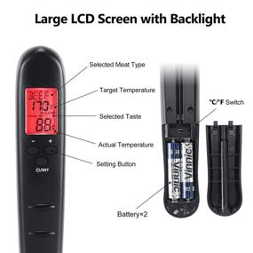 img 1 attached to 🥩 HomeLwsun Meat Thermometer - Instant Read Food Thermometer with LCD Display for Cooking, Kitchen, Liquids, Candy, Grilling and BBQ - Inky Black