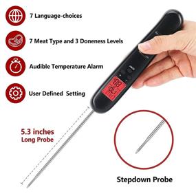 img 3 attached to 🥩 HomeLwsun Meat Thermometer - Instant Read Food Thermometer with LCD Display for Cooking, Kitchen, Liquids, Candy, Grilling and BBQ - Inky Black