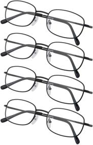 img 4 attached to 👓 Metal Frame Reading Glasses 4-Pack with Spring Hinged Arms - Ideal for Both Women and Men Readers