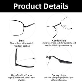 img 3 attached to 👓 Metal Frame Reading Glasses 4-Pack with Spring Hinged Arms - Ideal for Both Women and Men Readers