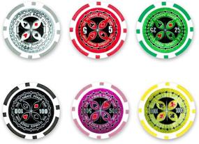 img 2 attached to 🎰 Experience the Ultimate Poker Set - 500 Count of 14 Gram Clay Composite Chips in an Aluminum Case with Playing Cards and Dealer Button - Perfect for Texas Hold’em, Blackjack, and Casino Games by Brybelly