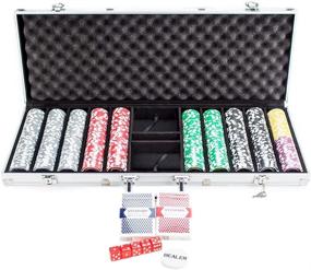 img 3 attached to 🎰 Experience the Ultimate Poker Set - 500 Count of 14 Gram Clay Composite Chips in an Aluminum Case with Playing Cards and Dealer Button - Perfect for Texas Hold’em, Blackjack, and Casino Games by Brybelly