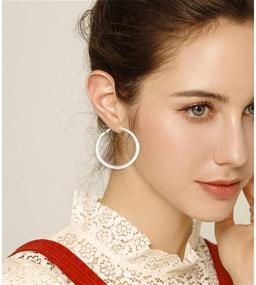 img 2 attached to 🎉 WUWEIJIAJIA Retro Vintage Metal Hoop Earrings: Colorful, Matte & Large | Perfect Party Jewelry for Women & Girls