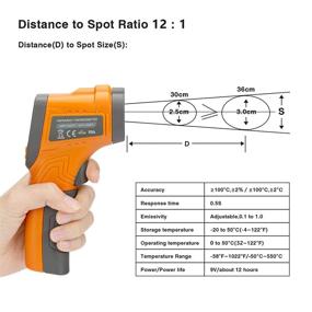 img 2 attached to 🌡️ Inkbird IFT01 Infrared Thermometer for Cooking - Digital Laser Temperature Gun (-58℉~1022℉) with Adjustable Emissivity for BBQ Oven - Includes IHT-1P Instant Read Meat Thermometer