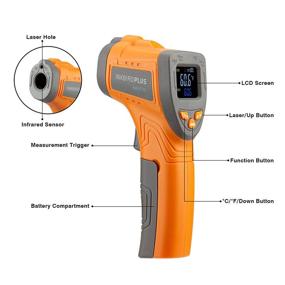 img 3 attached to 🌡️ Inkbird IFT01 Infrared Thermometer for Cooking - Digital Laser Temperature Gun (-58℉~1022℉) with Adjustable Emissivity for BBQ Oven - Includes IHT-1P Instant Read Meat Thermometer