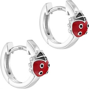 img 3 attached to 🐞 Sterling Silver Enamel Ladybug Earrings for Girls' Jewelry