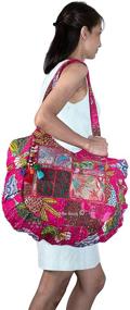 img 2 attached to 👜 TribeAzure Large Pink Canvas Shoulder Bag: Fashionable, Unique, and Spacious Tote for Vintage Beach Travel & Summer