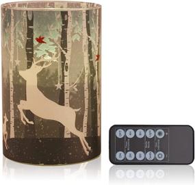 img 3 attached to Green Elk Glass LED Candles Set - Real Wax Pillar 🕯️ Flameless Candles with Wood Glass Candle Holder and Timer for Christmas Gifts