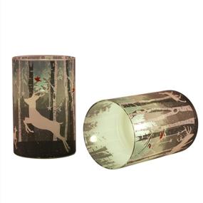 img 2 attached to Green Elk Glass LED Candles Set - Real Wax Pillar 🕯️ Flameless Candles with Wood Glass Candle Holder and Timer for Christmas Gifts