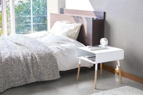 img 3 attached to White Side Table with Storage Shelf by YAMAZAKI Home