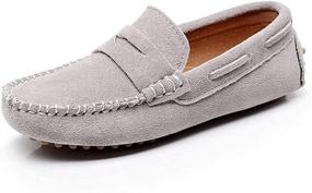 img 1 attached to Comfortable and Chic: Shenn Boys' Cute Slip-On Suede Leather Loafers Shoes S8884