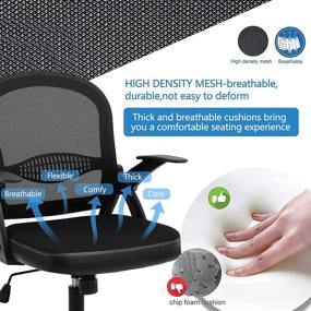 img 2 attached to 【2021 Enhanced】 Ergonomic Mid Back Mesh Office Desk Chair with Flip Up Arms, Lumbar Support, Adjustable Height, and Swivel Tilt Function - Black Task Chair for Home and Computer