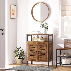 img 2 attached to 🏺 HOOBRO Rustic Brown Kitchen Sideboard Floor Storage Cabinet: Industrial Style with Adjustable Shelf and Hidden Door - Ideal for Bedroom, Living Room, Study, Kitchen, Corridor