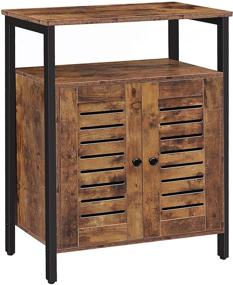 img 4 attached to 🏺 HOOBRO Rustic Brown Kitchen Sideboard Floor Storage Cabinet: Industrial Style with Adjustable Shelf and Hidden Door - Ideal for Bedroom, Living Room, Study, Kitchen, Corridor