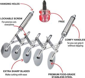 img 2 attached to 🍕 Stainless Steel 5-Wheel Dough Cutter with Handle - Perfect for Pizza, Pastries, and Cookies - Multi-Round Pastry Slicer Roller Knife