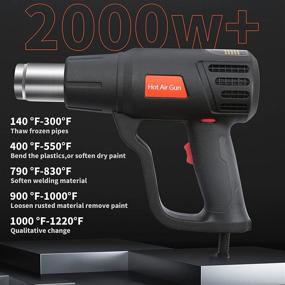 img 3 attached to Heavy Duty 2000W Heat Gun Kit with Variable Temperature Control - 2-Temp Settings: 🔥 122℉~932℉ (50℃- 500℃) - Overload Protection - 4 Nozzles for Crafts, PVC Shrinking, Paint Stripping