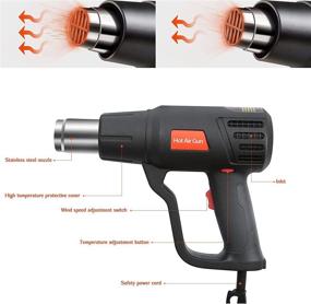 img 1 attached to Heavy Duty 2000W Heat Gun Kit with Variable Temperature Control - 2-Temp Settings: 🔥 122℉~932℉ (50℃- 500℃) - Overload Protection - 4 Nozzles for Crafts, PVC Shrinking, Paint Stripping