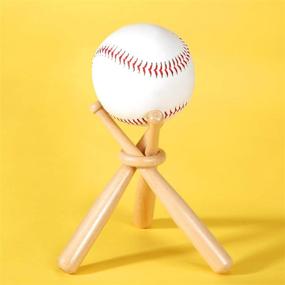 img 1 attached to 🏏 Wooden Baseball Bat Stand Holder Set for Kids Baseball Display (1)